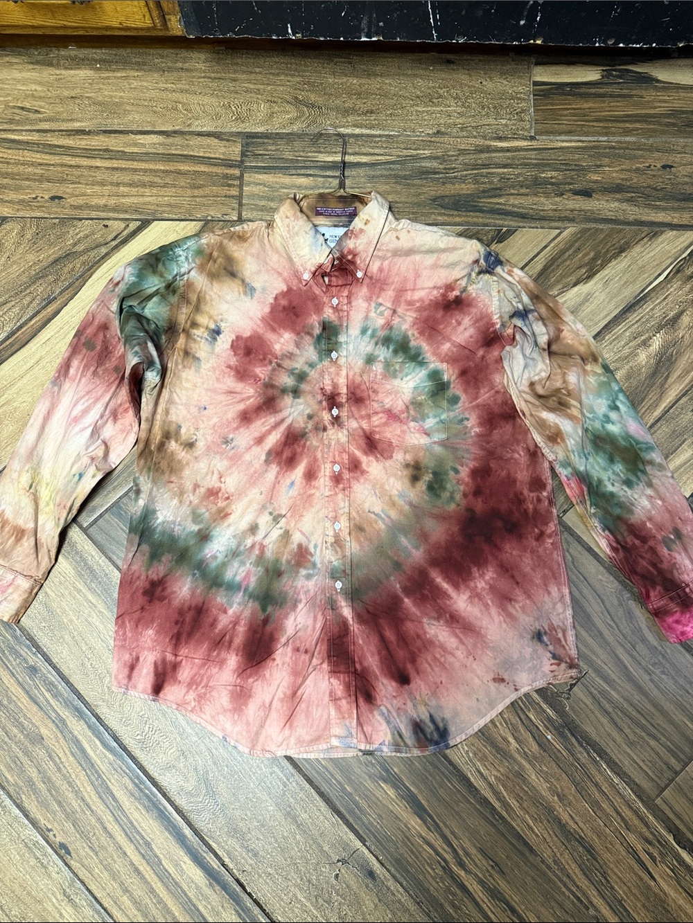 Tie-Dye Long-Sleeve Button-Down Shirt in Multicolor
